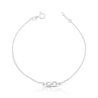 pulseira infinito cravejado prata