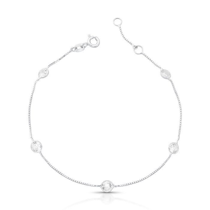 pulseira zirconias prata 925