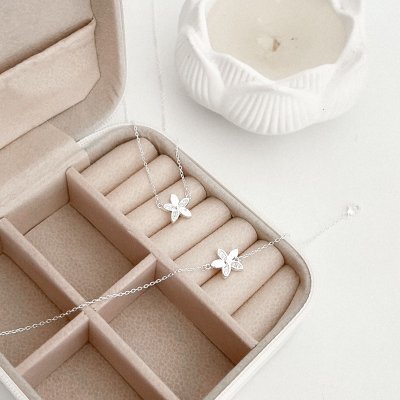 colar pulseira flor petalas cravejadas e lisas prata 925 2