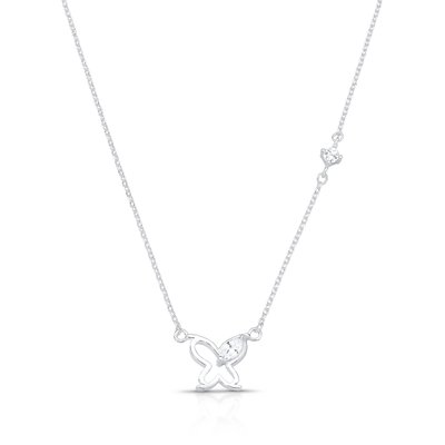 colar borboleta zirconias prata 925