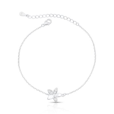 pulseira flor petalas cavejadas e lisas prata 925