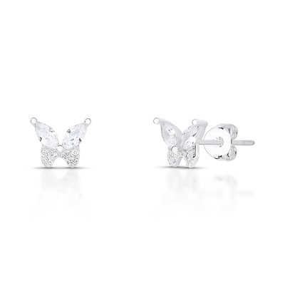 brinco borboleta cravejada zirconias prata 925