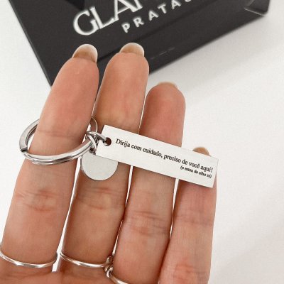 chaveiro olhar em aco inoxidavel e frase 1