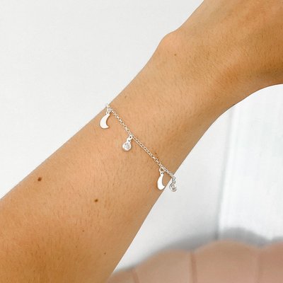 pulseira lua e zirconias prata 925 2
