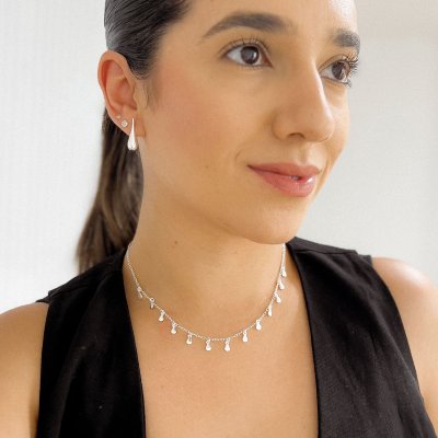 choker colar gotas prata 925 1