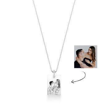 colar plaquinha masculino personalizado com foto prata 925