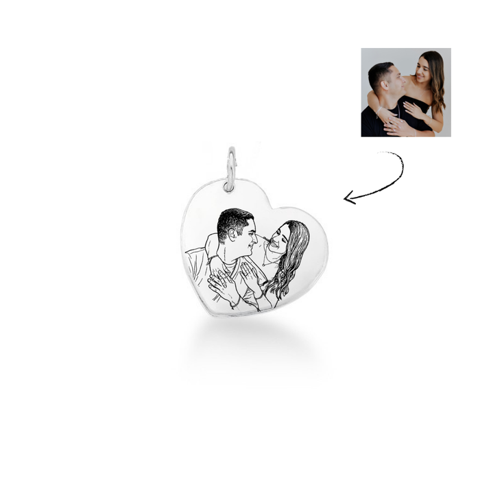 pingente coracao personalizado com foto prata 925