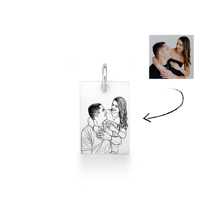 pingente plaquinha masculono personalizado com foto prata 925