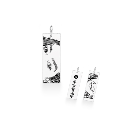 pingente retangular masculino olhar sorriso spotify personalizado prata 925