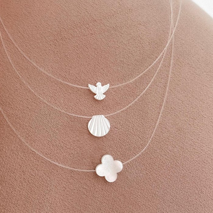 colar divino espirito santo nylon prata 925 madreperola 2