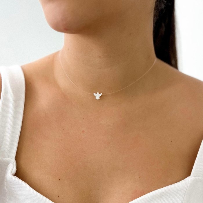 colar divino espirito santo nylon prata 925 madreperola 3