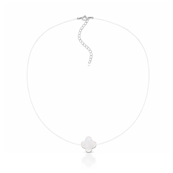 colar fio nylon trevo madreperola prata 925 1